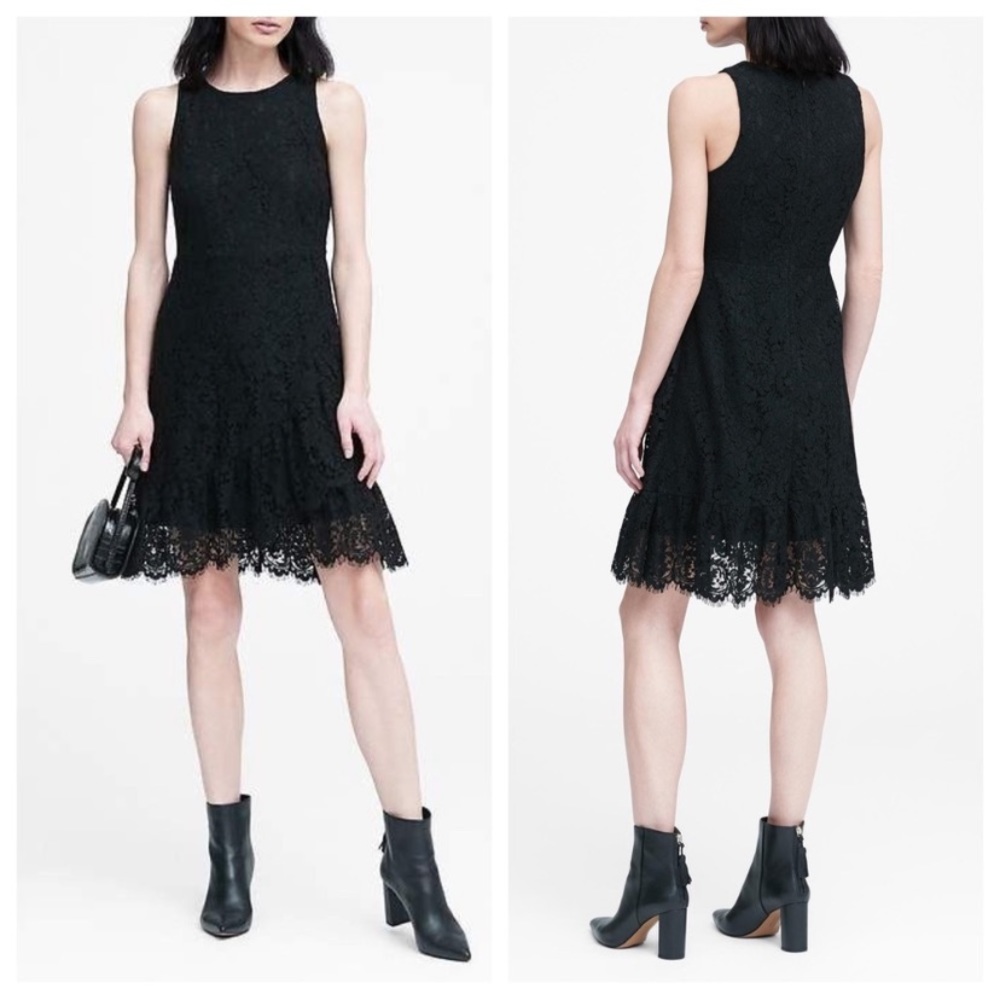 Banana Republic Lace Ruffle Wrap Racer back Sleeveless Dress